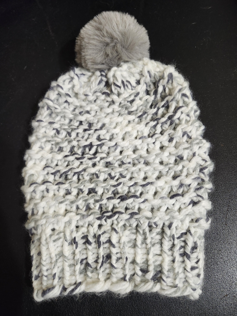Cozy Grey Pom Pom Knit Beanie - Kids - Picture 2 of 4